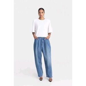 KBB by KAHLANA Women's High-Rise Barrel Leg 'The Devin Jean' - Size 12